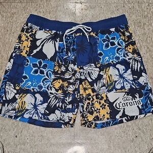 Corona Men's Blue Yellow Floral Athletic Shorts